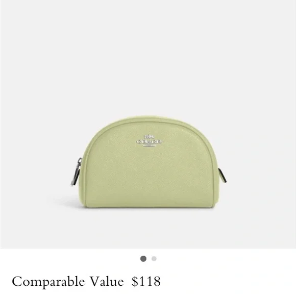 Coach Wristlet & makeup bag. Sv/pale lime. New  with tags on both. - Picture 4 of 11